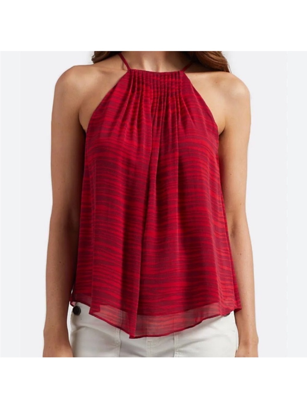 NWT Joie Trianna B Red Halter Pleated Silk Camisole size xs